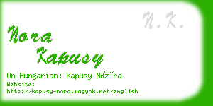 nora kapusy business card